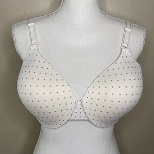 WARNER’S Underwire Bra Cream & Tan Polka Dot Lightly Padded Shaped Cups 36DD